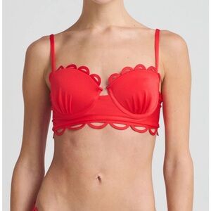 Red Scalloped Bikini Top